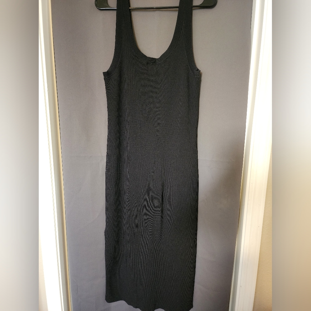The Drop Dress, Women's Large Black The Drop Ribbed Midi Tank Dress - Picture 5 of 7